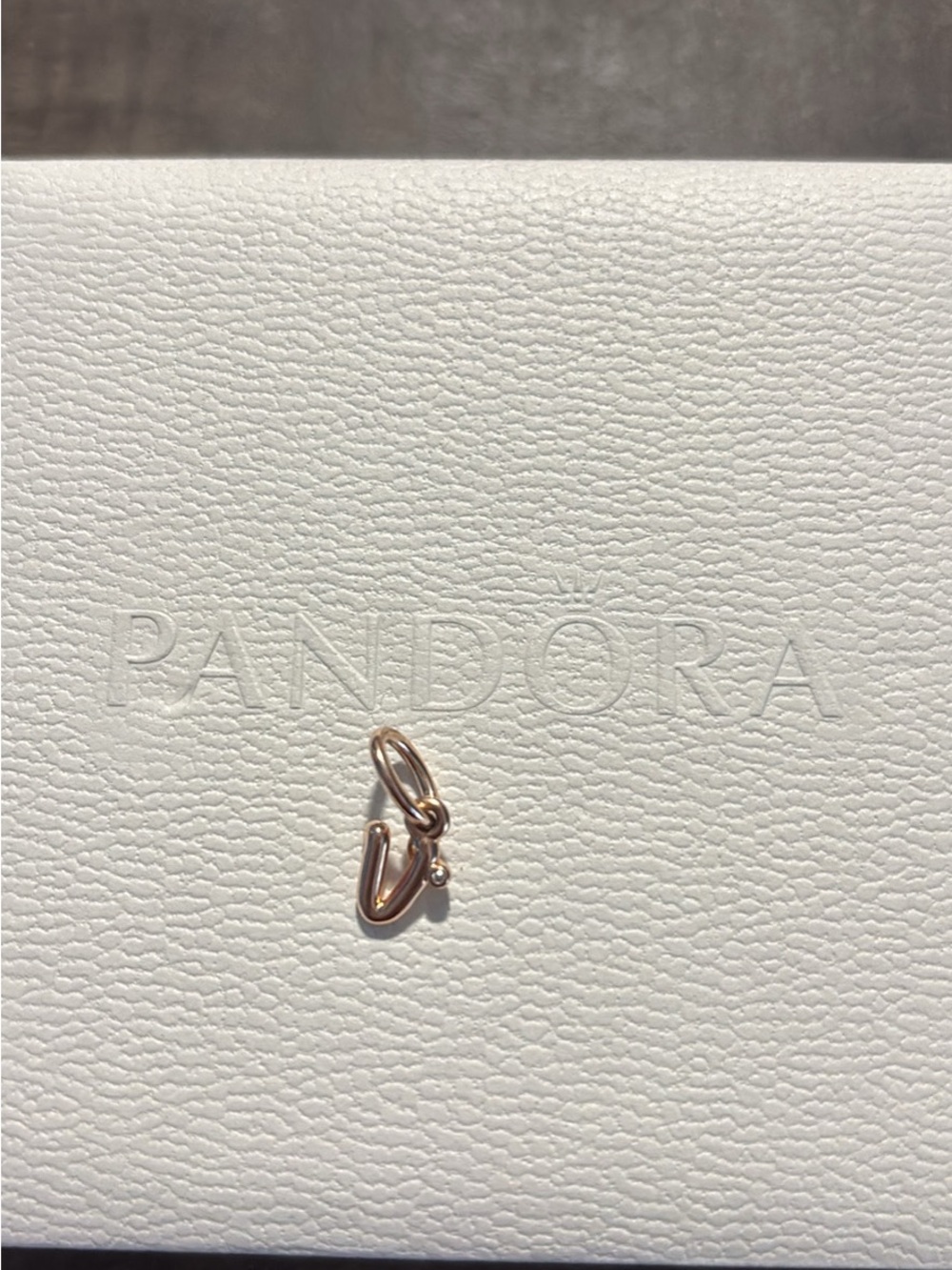 Pandora Rose Gold Letter “V” Charm Pendant